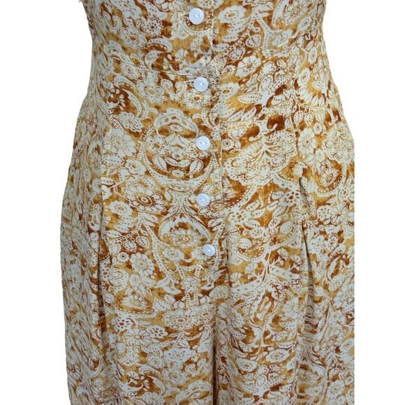 NWT Free People Sugar Sands jumpsuit, camel combo, extra small, bohemian, floral - Picture 6 of 9